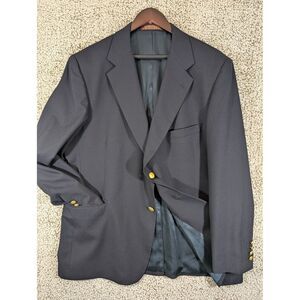 Navy Blue Gold Buttons‎ Blazer Mens 46R 100% Wool Nordstrom USA